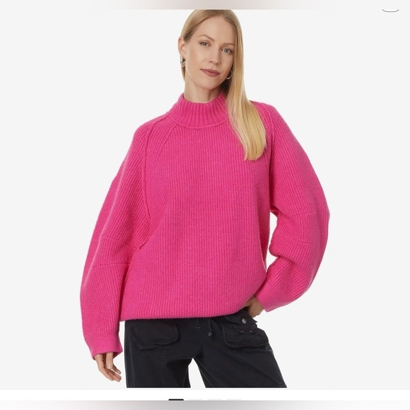 NWT Free People Small Sunbeam Sweater Hot Pink $168 Retail New Oversized - Picture 6 of 7